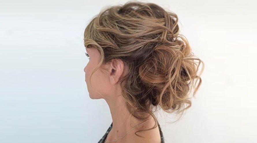hairstyle wavy bun prom updo image